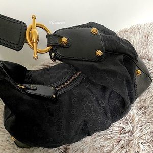 ✨GUCCI Monogram Canvas Jockey Hobo Bag